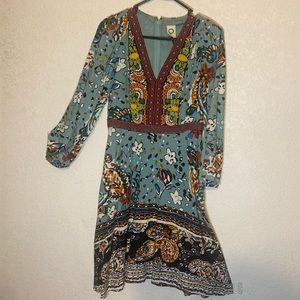 Anthropologie Akemi + Kin Karmina Beaded Dress Women's Sz 6 Bohemian Knee Length